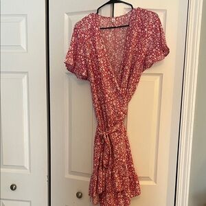 Floral Wrap Dress in pink